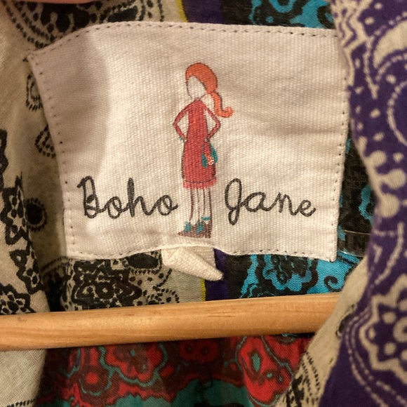 Boho Jane bohemian button up size Large patch work blouse 100 percent cotton - Picture 2 of 9